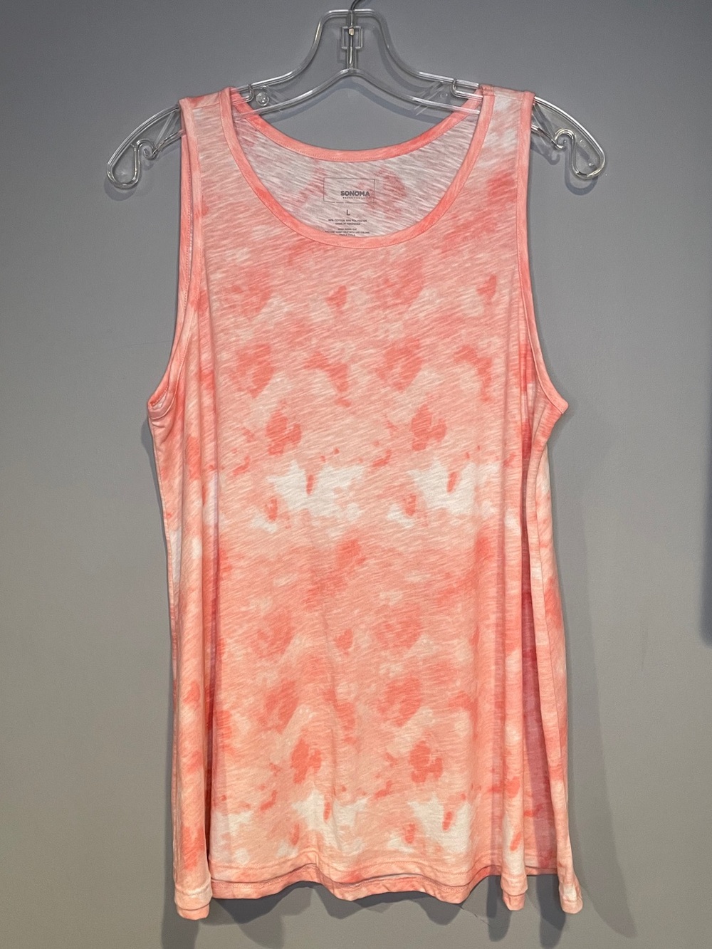 Women’s Sonoma Tie-Dye Peach White Tank Top Activewear Size Large